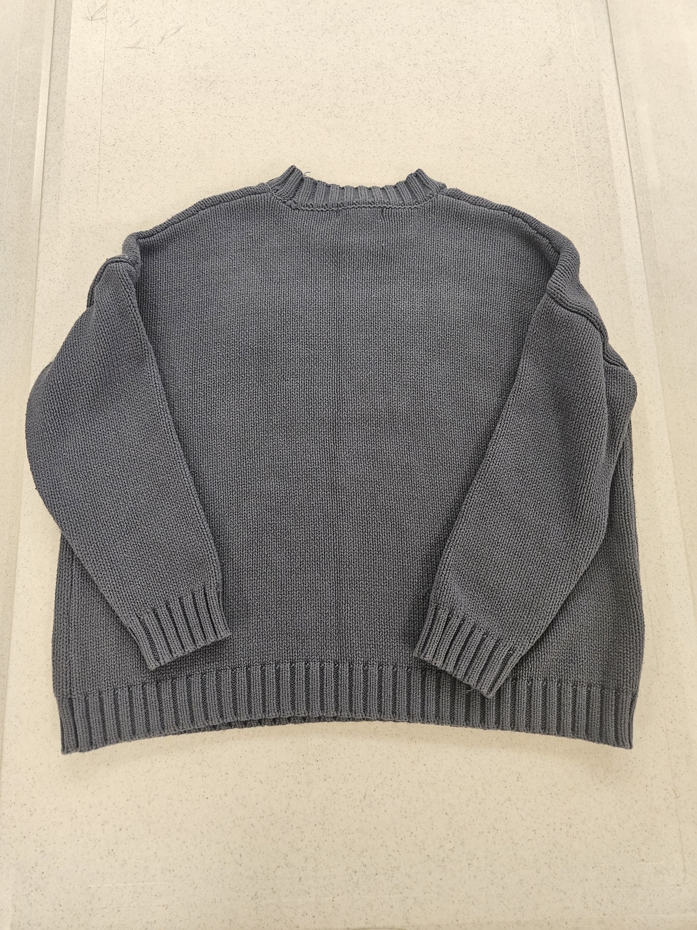 Sincerely Jules Slate Blue Gray Crewneck Sweater with White Bow Sz M - Picture 2 of 4
